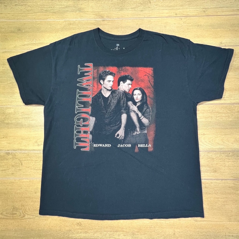 Twilight Saga Movie Graphic T-Shirt Black Edward Jacob Bella Mens XL‎ 1X